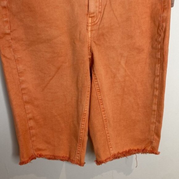 Addition Elle Women Salmon/Orange Vintage Wear Denim Biker Short size 10 - Picture 3 of 10